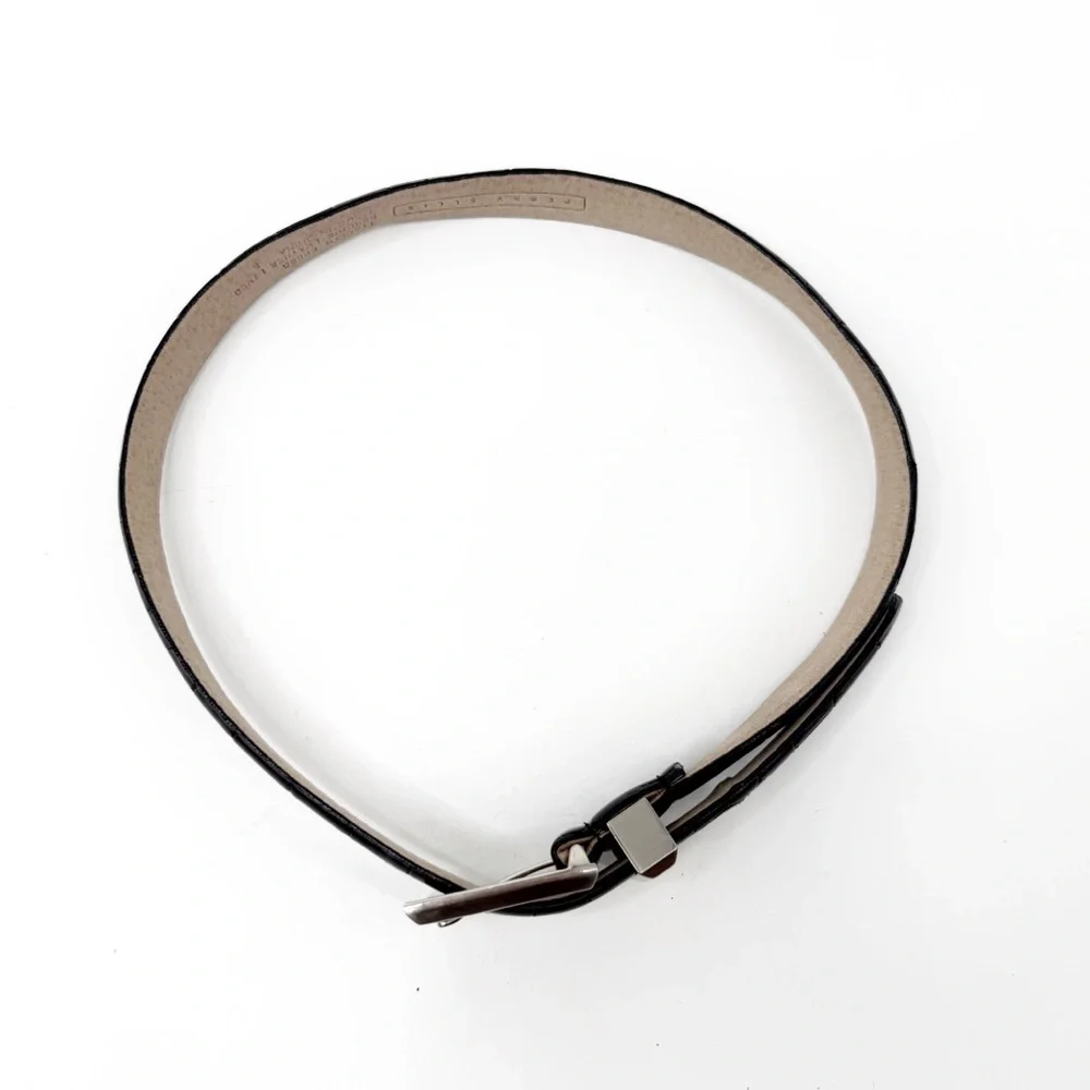 Perry Ellis Black Italian Crocodile Belt with Leather Lining, Size Small